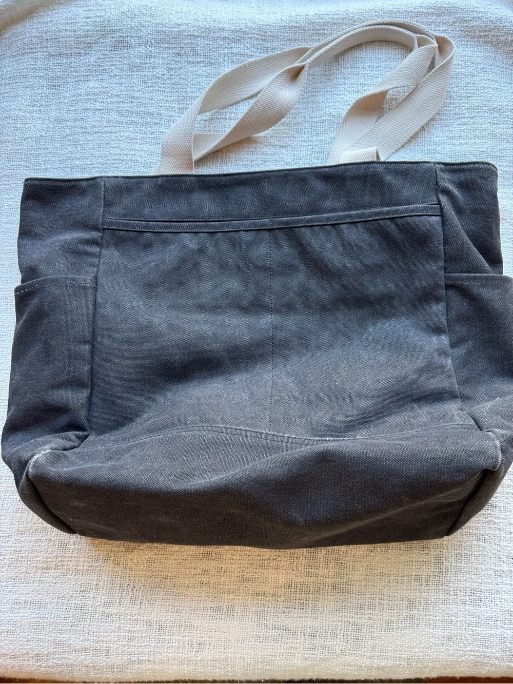 Birdling slate gray Canvas Tote Bag with Contrast Straps